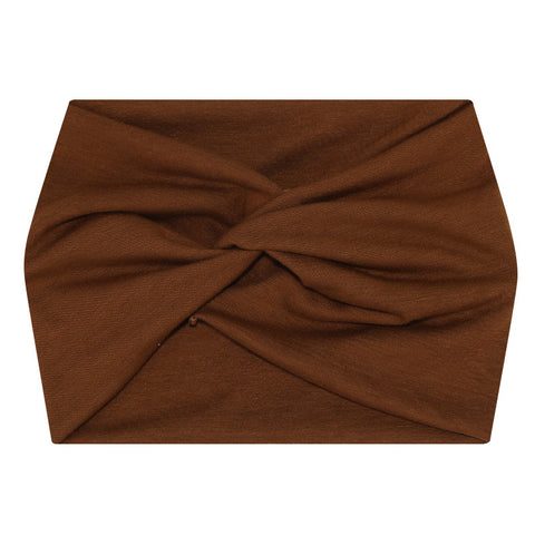 Darrahopens Fashion > Women's Fashion > Women's Accessories 5-PCS Brown Women's Extra Wide Turban Headband - Elastic Yoga & Sports Hair Wrap