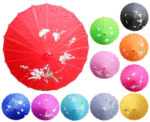 Darrahopens Fashion > Women's Fashion > Women's Accessories 6x PARASOL UMBRELLA Chinese Japanese Bamboo Flower Pattern 80cm Large BULK - Assorted Colour Pack