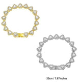 Darrahopens Fashion > Women's Fashion > Women's Accessories 8 inch Silver-Plated & Gold-Plated Heart Rhinestone Tennis Bracelet for Women, Crystal Heart Chain Fashion Jewelry Accessories with Gift Box (2 Pack)
