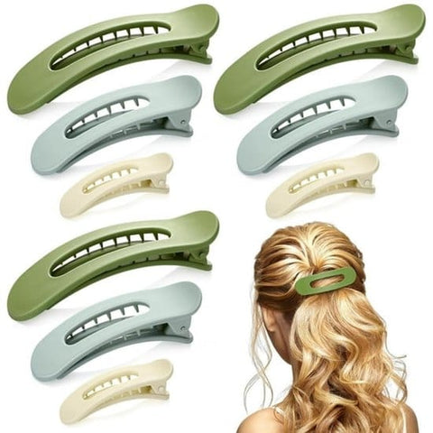 Darrahopens Fashion > Women's Fashion > Women's Accessories 9-pack flat hair clips for women, flat claw clips for girls, suitable for thick and fine hair, 3 sizes, crocodile leather hair clips, matte hair clips, non-slip, French hair accessories