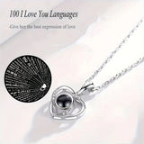 Darrahopens Fashion > Women's Fashion > Women's Accessories A Hundred Languages Heart-Shaped Projection Necklace Set, silver-plated with zirconia inlay, paired with an apple preserved rose gift box—a perfect fusion of technology and romance.