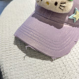 Darrahopens Fashion > Women's Fashion > Women's Accessories Adorable Cartoon Cat & Stars Baseball Cap - 100% Cotton, Adjustable Fit, Sun Protection(blue)