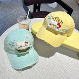 Darrahopens Fashion > Women's Fashion > Women's Accessories Adorable Cartoon Cat & Stars Baseball Cap - 100% Cotton, Adjustable Fit, Sun Protection(green)