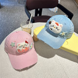 Darrahopens Fashion > Women's Fashion > Women's Accessories Adorable Cartoon Cat & Stars Baseball Cap - 100% Cotton, Adjustable Fit, Sun Protection(green)