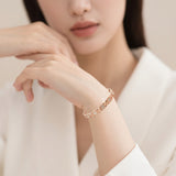 Darrahopens Fashion > Women's Fashion > Women's Accessories Antique bronze brushed finish New Fashion Lightweight Luxury Four-Leaf Clover Diamond Inlaid Bracelet - Alloy Magnetic Watch Band Style Bracelet for Women + Free Disassembly Tool
