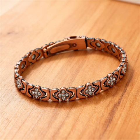Darrahopens Fashion > Women's Fashion > Women's Accessories Antique bronze brushed finish New Fashion Lightweight Luxury Four-Leaf Clover Diamond Inlaid Bracelet - Alloy Magnetic Watch Band Style Bracelet for Women + Free Disassembly Tool