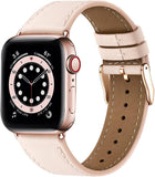 Darrahopens Fashion > Women's Fashion > Women's Accessories Apple Watch Leather Band, Genuine Leather Replacement Band for Apple Watch Series 9 8 7 6 5 4 3 2 1 & iWatch SE, Ultra (38mm 40mm 41mm, Rose Gold) Pink