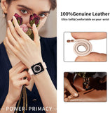 Darrahopens Fashion > Women's Fashion > Women's Accessories Apple Watch Leather Band, Genuine Leather Replacement Band for Apple Watch Series 9 8 7 6 5 4 3 2 1 & iWatch SE, Ultra (38mm 40mm 41mm, Rose Gold) Pink