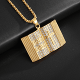 Darrahopens Fashion > Women's Fashion > Women's Accessories Aureate Vintage Holy Bible Book Pendant Necklace -  Plated Alloy Cross Scripture Book Pendant with Crystal Rhinestones-Gift for Men and Women