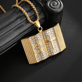 Darrahopens Fashion > Women's Fashion > Women's Accessories Aureate Vintage Holy Bible Book Pendant Necklace -  Plated Alloy Cross Scripture Book Pendant with Crystal Rhinestones-Gift for Men and Women
