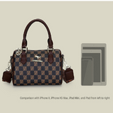Darrahopens Fashion > Women's Fashion > Women's Accessories Black bear Stylish PU Leather Boston Bag - Elegant Retro Single Shoulder Crossbody Handbag for Women