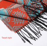 Darrahopens Fashion > Women's Fashion > Women's Accessories Black-grey Palindrome Fringe Bohemian Fringe Shawl Cloak - 160 x 135 cm Ethnic Inner Mongolia Style Double-Sided Scarf Cape