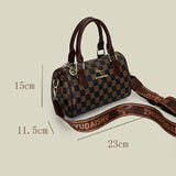 Darrahopens Fashion > Women's Fashion > Women's Accessories Black leopard print Stylish PU Leather Boston Bag - Elegant Retro Single Shoulder Crossbody Handbag for Women