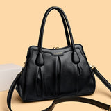 Darrahopens Fashion > Women's Fashion > Women's Accessories Black Women's Premium Wear-Resistant Leather Shoulder Bag - Vintage Frame Kiss-Lock Handbag & Crossbody Satchel