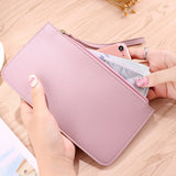 Darrahopens Fashion > Women's Fashion > Women's Accessories Black Women's Soft PU Leather Double-Layer Zip Wallet with Wrist Strap – Spacious Card, Cash and Phone Holder for Students and Everyday Use in Australia
