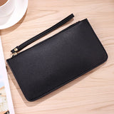 Darrahopens Fashion > Women's Fashion > Women's Accessories Black Women's Soft PU Leather Double-Layer Zip Wallet with Wrist Strap – Spacious Card, Cash and Phone Holder for Students and Everyday Use in Australia