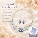 Darrahopens Fashion > Women's Fashion > Women's Accessories Blue Elegant Oil Drip Necklace and Earrings Set for Women, Irregular Design Alloy Jewelry Set, Fashion Statement Pendant Necklace with Drop Earrings, Blue Green Enamel Jewelry Gift Set with Jewelry Box Included In Australia - Darrahopens