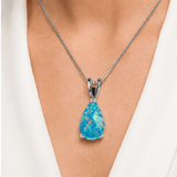 Darrahopens Fashion > Women's Fashion > Women's Accessories Blue Opal Teardrop Platinum-plated chain Pendant Necklace for Women, Elegant Sparkling Opal Drop Necklace, Adjustable Chain Fashion Jewellery Gift