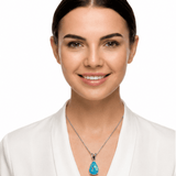 Darrahopens Fashion > Women's Fashion > Women's Accessories Blue Opal Teardrop Platinum-plated chain Pendant Necklace for Women, Elegant Sparkling Opal Drop Necklace, Adjustable Chain Fashion Jewellery Gift