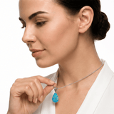 Darrahopens Fashion > Women's Fashion > Women's Accessories Blue Opal Teardrop Platinum-plated chain Pendant Necklace for Women, Elegant Sparkling Opal Drop Necklace, Adjustable Chain Fashion Jewellery Gift