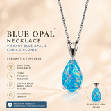 Darrahopens Fashion > Women's Fashion > Women's Accessories Blue Opal Teardrop Platinum-plated chain Pendant Necklace for Women, Elegant Sparkling Opal Drop Necklace, Adjustable Chain Fashion Jewellery Gift