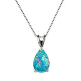 Darrahopens Fashion > Women's Fashion > Women's Accessories Blue Opal Teardrop Platinum-plated chain Pendant Necklace for Women, Elegant Sparkling Opal Drop Necklace, Adjustable Chain Fashion Jewellery Gift