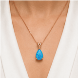 Darrahopens Fashion > Women's Fashion > Women's Accessories Blue Opal Teardrop Rose gold-plated chain Pendant Necklace for Women, Elegant Sparkling Opal Drop Necklace, Adjustable Chain Fashion Jewellery Gift