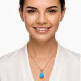 Darrahopens Fashion > Women's Fashion > Women's Accessories Blue Opal Teardrop Rose gold-plated chain Pendant Necklace for Women, Elegant Sparkling Opal Drop Necklace, Adjustable Chain Fashion Jewellery Gift