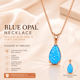 Darrahopens Fashion > Women's Fashion > Women's Accessories Blue Opal Teardrop Rose gold-plated chain Pendant Necklace for Women, Elegant Sparkling Opal Drop Necklace, Adjustable Chain Fashion Jewellery Gift