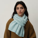 Darrahopens Fashion > Women's Fashion > Women's Accessories Blue Soft Wool-Blend Solid Color Knit Scarf for Women - Cozy Faux Cashmere Shawl