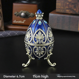 Darrahopens Fashion > Women's Fashion > Women's Accessories Blue Vintage European Rhinestone Inlaid Embossed Enameled Jewelry Box - Hand-Painted Easter Egg Metal Craft