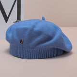 Darrahopens Fashion > Women's Fashion > Women's Accessories Blue Vintage Inspired Knitted Beret - Stretchy & Comfortable Wool Blend Cap