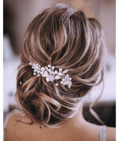 Darrahopens Fashion > Women's Fashion > Women's Accessories Bridal Hair Accessories - Crystal Set - Bordeaux Red Leaves and Flowers - for Women and Girls (Silver)