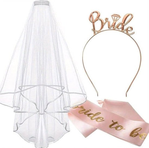 Darrahopens Fashion > Women's Fashion > Women's Accessories Brides-to-be Essential - Bachelorette Party Kit - Bridal Headpiece and Veil - Suitable for bridal hairstyles, bachelorette parties, weddings, engagements and other occasions.