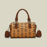 Darrahopens Fashion > Women's Fashion > Women's Accessories Brown bear Stylish PU Leather Boston Bag - Elegant Retro Single Shoulder Crossbody Handbag for Women