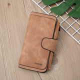 Darrahopens Fashion > Women's Fashion > Women's Accessories Brown Large Capacity Long Wallet Frosted PU Leather Clutch Bag with 14 Card Slots and Zipper Compartment fits Smartphone for Everyday Use Australia