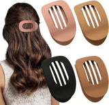 Darrahopens Fashion > Women's Fashion > Women's Accessories Brown Matte Flat Hair Clips Set of 4 for Women, Round Lying Hair Clip Compatible with Thick and Thin Hair, Comfortable Curved Clips