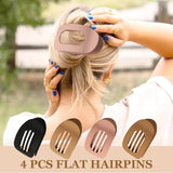 Darrahopens Fashion > Women's Fashion > Women's Accessories Brown Matte Flat Hair Clips Set of 4 for Women, Round Lying Hair Clip Compatible with Thick and Thin Hair, Comfortable Curved Clips