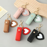 Darrahopens Fashion > Women's Fashion > Women's Accessories Brown Portable Lipstick Case with Heart Mirror & Keychain – Cute PU Leather Holder (3-Pack)