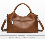Darrahopens Fashion > Women's Fashion > Women's Accessories Brown Retro Soft PU Leather Handbag for Women - Trendy Large Capacity Daily Crossbody Bag with Detachable Shoulder Strap