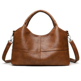 Darrahopens Fashion > Women's Fashion > Women's Accessories Brown Retro Soft PU Leather Handbag for Women - Trendy Large Capacity Daily Crossbody Bag with Detachable Shoulder Strap