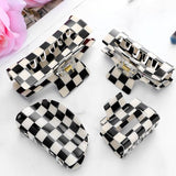 Darrahopens Fashion > Women's Fashion > Women's Accessories Checkered Claw Clips - Thick Hair - Fine Hair - Curly Hair - Straight Hair - Long Hair Non-Slip Clips - Simple Style Black and White Square Claw Clips - Set of 4 Hair Accessories for Women