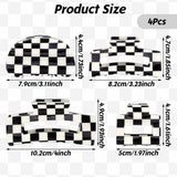 Darrahopens Fashion > Women's Fashion > Women's Accessories Checkered Claw Clips - Thick Hair - Fine Hair - Curly Hair - Straight Hair - Long Hair Non-Slip Clips - Simple Style Black and White Square Claw Clips - Set of 4 Hair Accessories for Women