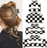 Darrahopens Fashion > Women's Fashion > Women's Accessories Checkered Claw Clips - Thick Hair - Fine Hair - Curly Hair - Straight Hair - Long Hair Non-Slip Clips - Simple Style Black and White Square Claw Clips - Set of 4 Hair Accessories for Women