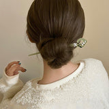 Darrahopens Fashion > Women's Fashion > Women's Accessories Chinese Style Wind Flower Snow Hairpin Green Hanfu Headdress Women Girls