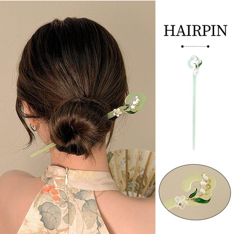 Darrahopens Fashion > Women's Fashion > Women's Accessories Chinese Style Wind Flower Snow Hairpin Green Hanfu Headdress Women Girls