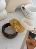 Darrahopens Fashion > Women's Fashion > Women's Accessories Chunky Resin Bangle Bracelet - Irregular Geometric Square Cuff - White Tortoiseshell Tone Wide Wristwear for Women