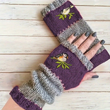 Darrahopens Fashion > Women's Fashion > Women's Accessories Color-Block Bird Embroidered Fingerless Knit Gloves – Warm, Flexible, Perfect for Daily Autumn/Winter Use, 8.5×22cm Stylish Practical Commute Hand-Warming Essential(red)