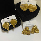 Darrahopens Fashion > Women's Fashion > Women's Accessories Combination B 18K Gold-Plated Stainless Steel Earring Set - 3 Pairs Minimalist Geometric Studs for Women with Gift Box Packaging