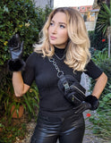 Darrahopens Fashion > Women's Fashion > Women's Accessories Dents Womens Maria Sheepskin Leather Faux Fur Cuff Gloves - Black In Australia - Darrahopens